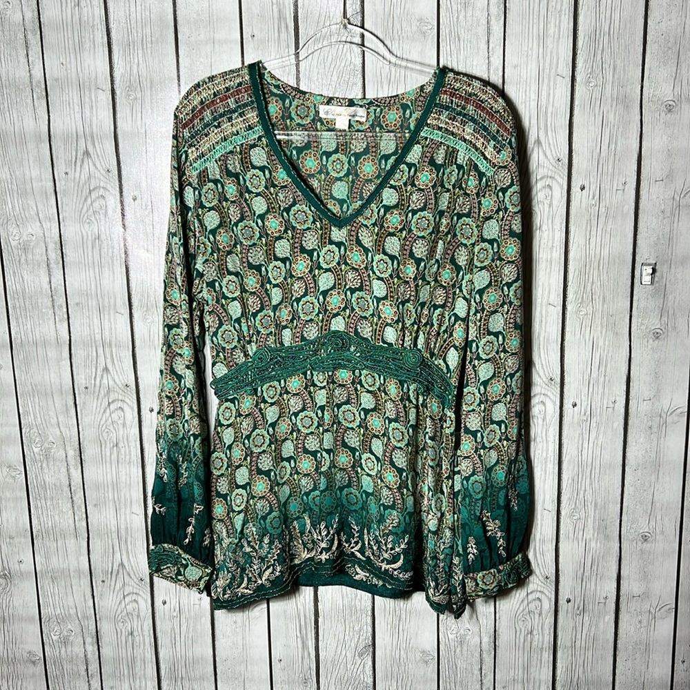 Ebene by Patrick Assuline silk printed Long sleeve top size 4